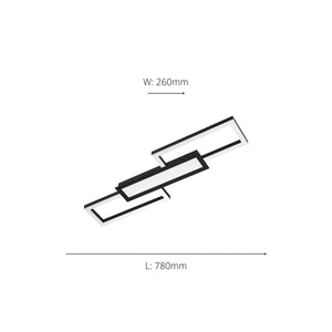 Eglo EU Monirote Black Steel & Aluminium White  LED Modern Celing Light