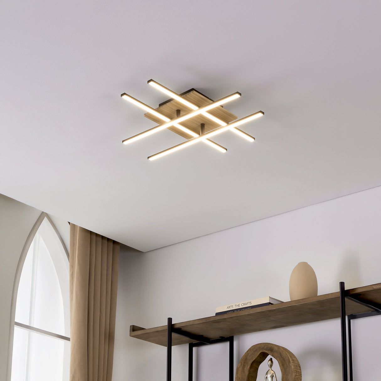 Eglo EU Marinello 1 Metal & Wood, Black/Brown LED Ceiling Light