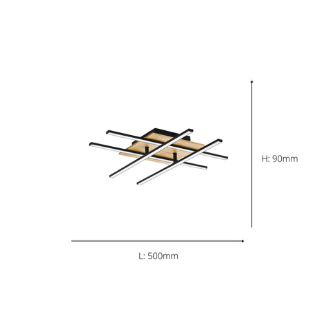 Eglo EU Marinello 1 Metal & Wood, Black/Brown LED Ceiling Light