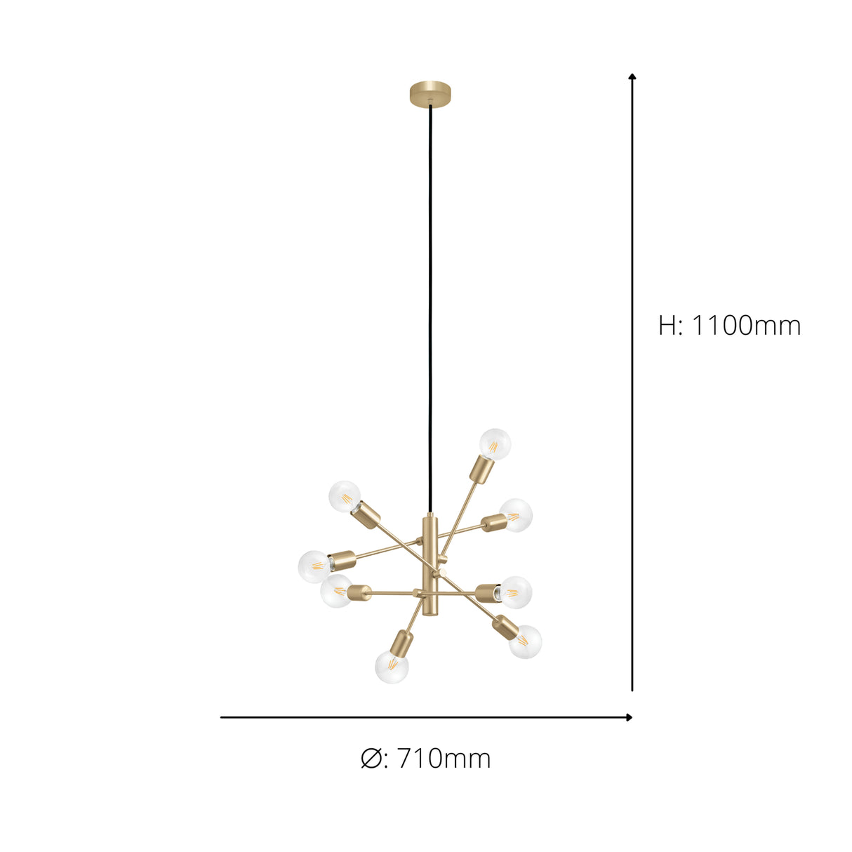 Eglo EU Gradoli 1 Brushed Brass Starburst Pendant Light