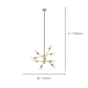 Eglo EU Gradoli 1 Brushed Brass Starburst Pendant Light