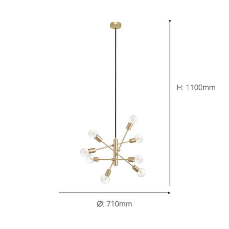 Eglo EU Gradoli 1 Brushed Brass Starburst Pendant Light