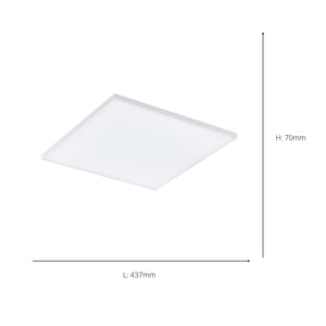 Eglo EU Turcona-CCT Steel & Aluminium White LED Ceiling Light, Square 43.7CM