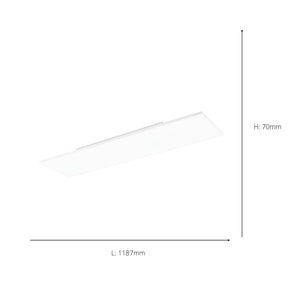 Eglo EU Turcona-CCT Steel & Aluminium White LED Ceiling Light, 118.7cm