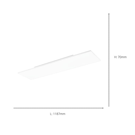 Eglo EU Turcona-CCT Steel & Aluminium White LED Ceiling Light, 118.7cm