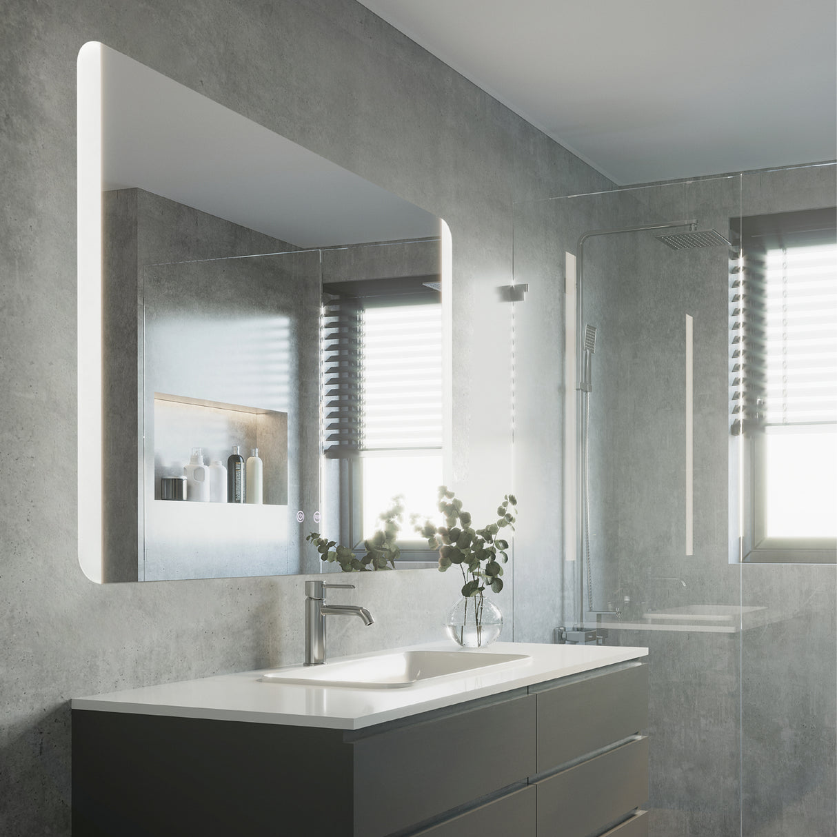 Eglo EU BUENAVISTA 2 LED Bathroom Mirror Light – 800mm Silver, Anti?Fog, 3?Step CCT Touch Switch, IP44