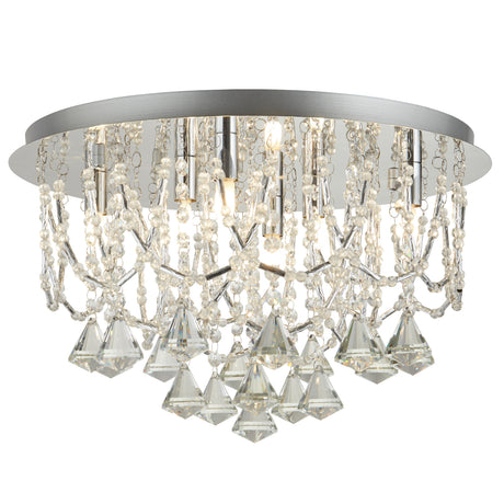 Mela 6Lt Flush -  Chrome & Clear Crystal Pyramid Drops