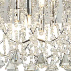 Searchlight Electric Mela 6Lt Flush -  Chrome & Clear Crystal Pyramid Drops 9986-6CC