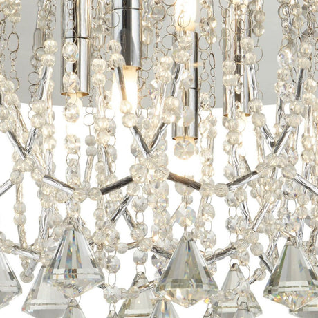 Searchlight Electric Mela 6Lt Flush -  Chrome & Clear Crystal Pyramid Drops 9986-6CC