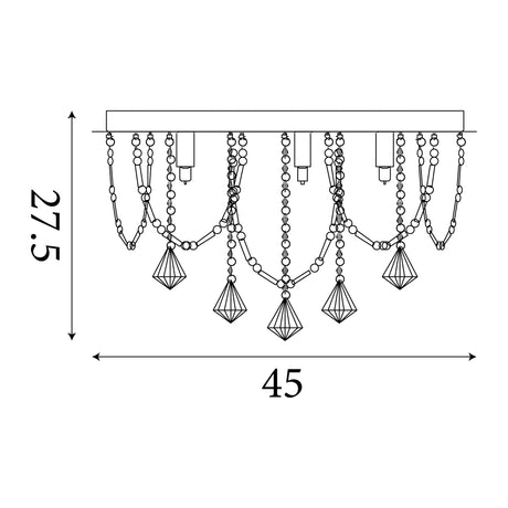 Searchlight Electric Mela 6Lt Flush -  Chrome & Clear Crystal Pyramid Drops 9986-6CC