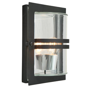Norlys Basel 1 Light Wall Lantern - Black With Clear Glass BASEL-E27-BLK-C