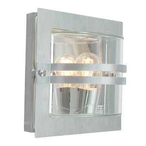 Norlys Bern 1 Light Wall Lantern - Galvanised With Clear Glass BERN-E27-GAL-C