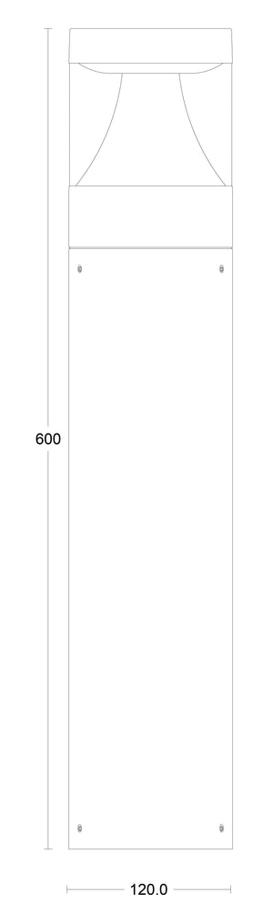 JCC JC039017 Bollards 600mm 12W/16W/20W 27K/3K/4K/57K IP65 Black Downward Photocell