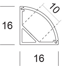 JCC Lighting JC121267 Corner mounted aluminium profile 2 meters opal diffuser