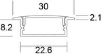JCC Lighting JC121266 Recessed aluminium profile 2 meters opal diffuser