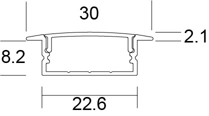 JCC Lighting JC121266 Recessed aluminium profile 2 meters opal diffuser