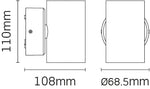 JCC Lighting JC17015 7.7W Surface mount up/down wall light 44° beam angle IP54