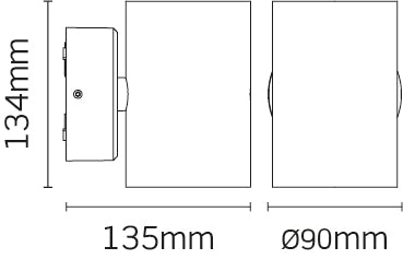 JCC Lighting JC17016 15.9W Surface mount up/down wall light 18° beam angle IP54