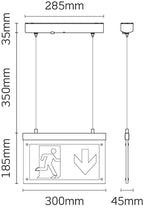 JCC Lighting JC50325 Surface mount suspended Exit Blade Maintained 3M IP20 without legend