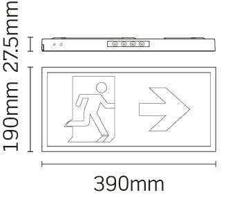 JCC Lighting JC50322 3W Exit box self-test PC Housing/Acrylic  c/w down legend IP20