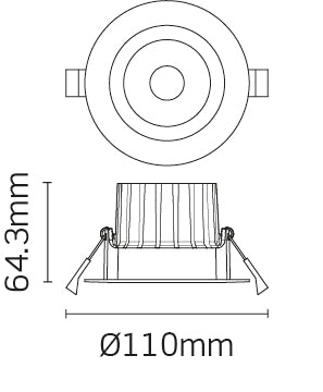 JCC Lighting JC95401DALI Nebula High Output Tilt LED Downlight IP65 8W 3000K 770Lm DALI / 1-10V
