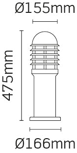 JCC Lighting JC39201BLK NiteLED™ Mains IP44 Short Louvred Bollard Unlamped E27 Black