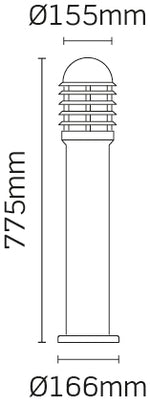 JCC Lighting JC39202BLK NiteLED™ Mains IP44 Medium Louvred Bollard Unlamped E27 Black