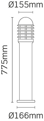 JCC Lighting JC39202BLK NiteLED™ Mains IP44 Medium Louvred Bollard Unlamped E27 Black