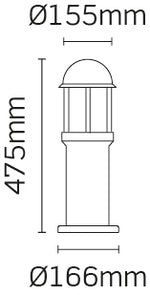 JCC Lighting JC39211BLK NiteLED™ Mains IP44 Short Plain Bollard Unlamped E27 Black