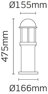 JCC Lighting JC39211BLK NiteLED™ Mains IP44 Short Plain Bollard Unlamped E27 Black