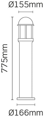 JCC Lighting JC39212BLK NiteLED™ Mains IP44 Medium Plain Bollard Unlamped E27 Black