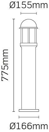 JCC Lighting JC39212BLK NiteLED™ Mains IP44 Medium Plain Bollard Unlamped E27 Black