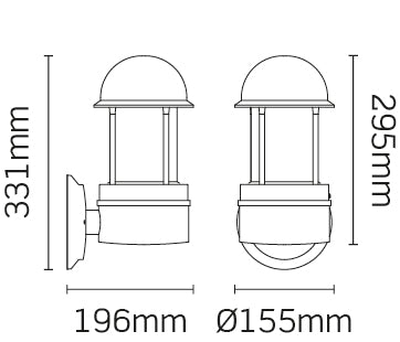 JCC Lighting JC39223BLK NiteLED™ Mains IP44 Plain Wall Light E27 Black