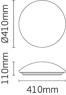 JCC Lighting JC24242EM RadiaLED Slim Mains IP44 Ø410mm Bulkhead 32W 4000K LED White/Opal EM