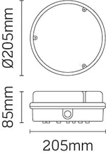 JCC Lighting JC23411WPR RadiaLED Utility Mains IP65 Ø205mm Bulkhead 12W 4000K 1150lm LED Prismatic Micro