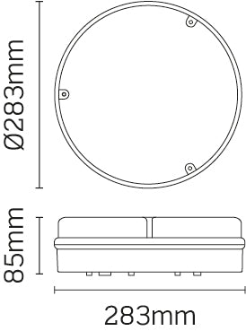 JCC Lighting JC23402EMWOP RadiaLED Utility Mains IP65 Ø283mm Bulkhead 21W 4000K 1350lm LED Opal EM