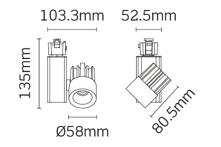 JCC Lighting JC14155BLK Starspot 1000 Mains IP20 Track Spotlight LED 15W 4000K 1000lm 40° Black