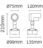 JCC Lighting JC17043 10.1W surface mount adjustable Spotlight 210mm 41° beam angle IP65
