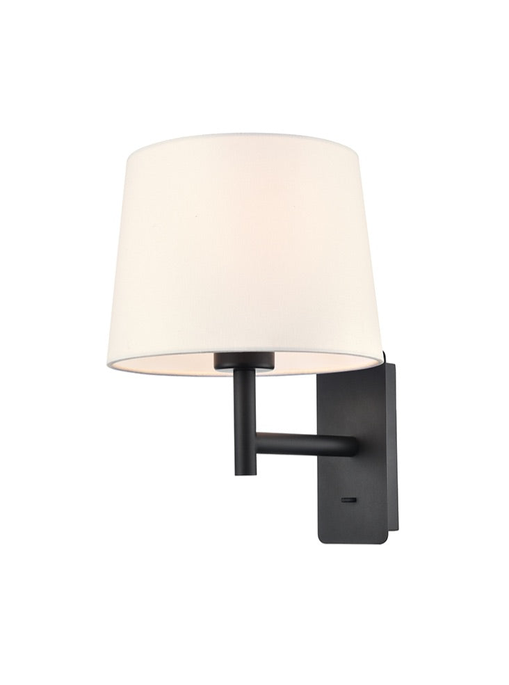 Franklite Christie 1lt Matt Black Wall Light Christie part no - WB590