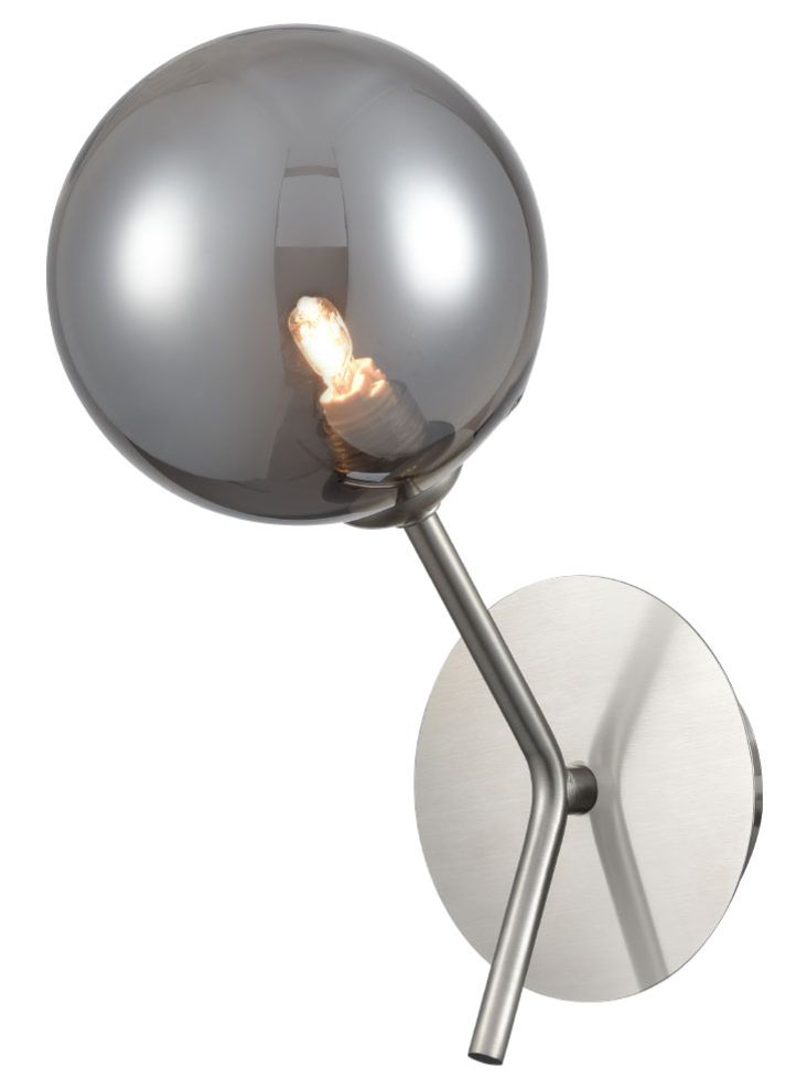 Franklite Cosmic 1 light wall bracket in satin nickel with smoked glass Cosmic part no - FL2469-1-376