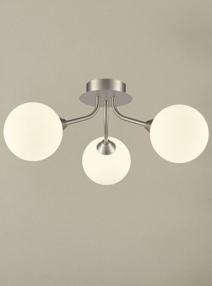 Franklite Cosmic 3 light fitting in satin nickel with matt opal glass Cosmic part no - FL2469-3-378