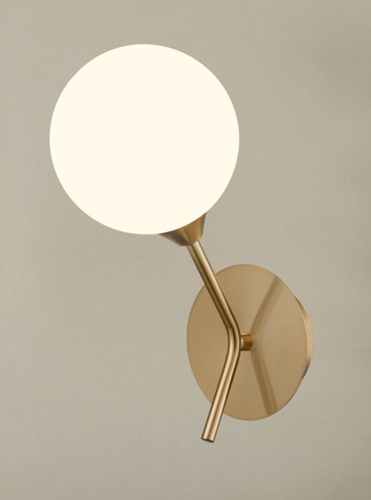 Franklite Cosmic 1 light wall bracket in antique gold with matt opal glass Cosmic part no - FL2470-1-378