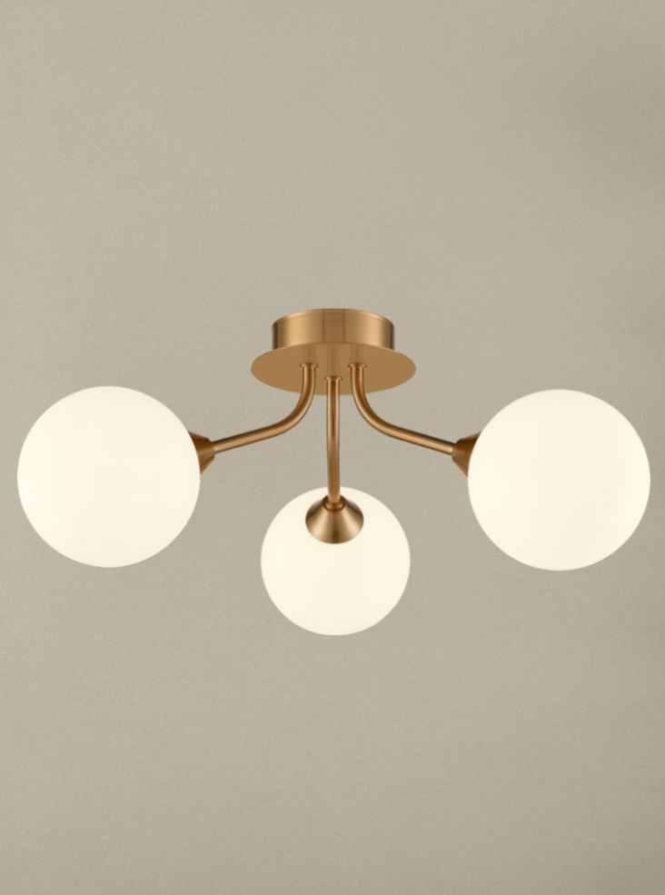 Franklite Cosmic 3 light fitting in antique gold with matt opal glass Cosmic part no - FL2470-3-378