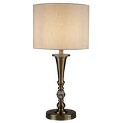 Oscar Table Lamp - Antique Brass Metal & Oatmeal Linen Shade