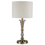 Searchlight Electric Oscar Table Lamp - Antique Brass Metal & Oatmeal Linen Shade 1011AB