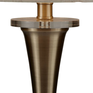 Searchlight Electric Oscar Table Lamp - Antique Brass Metal & Oatmeal Linen Shade 1011AB
