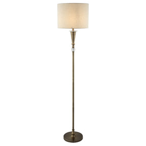 Oscar Floor Lamp - Antique Brass Metal & Linen