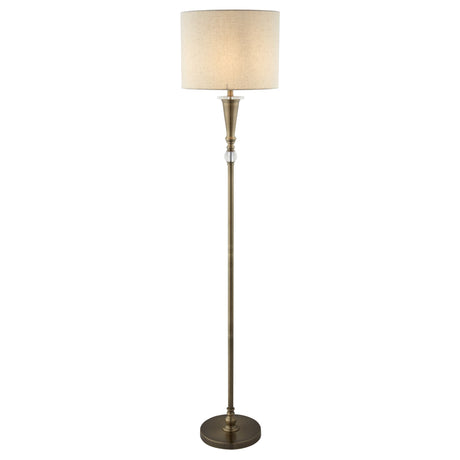 Oscar Floor Lamp - Antique Brass Metal & Linen