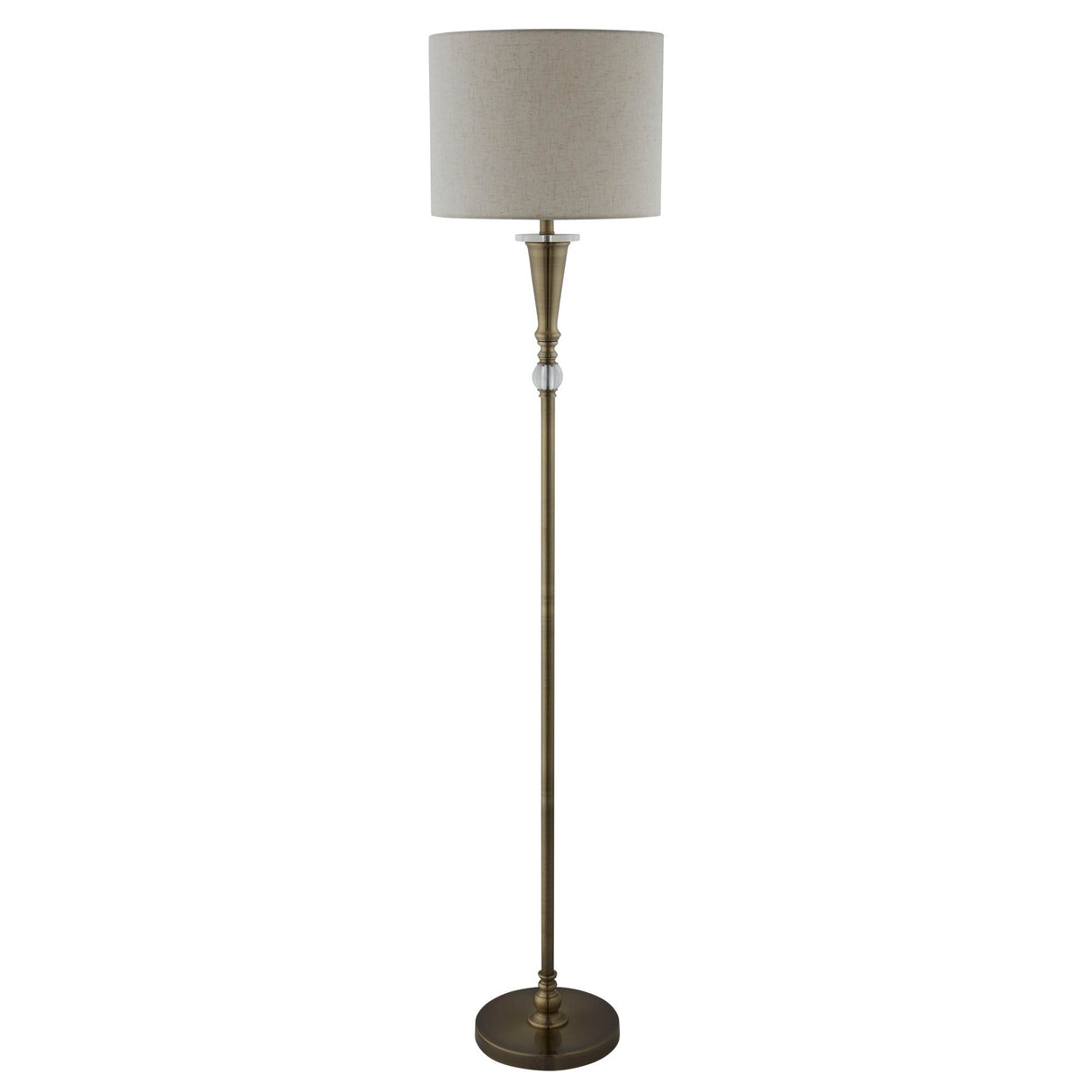 Searchlight Electric Oscar Floor Lamp - Antique Brass Metal & Linen 1012AB