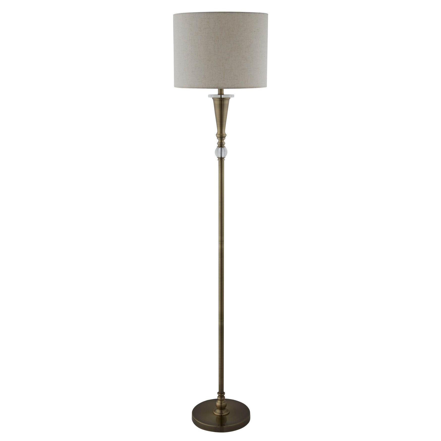 Searchlight Electric Oscar Floor Lamp - Antique Brass Metal & Linen 1012AB